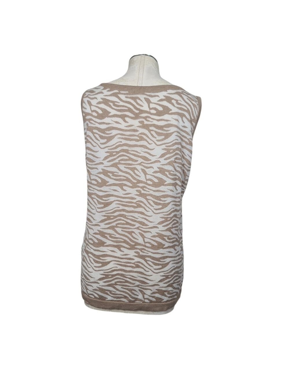 Calvin Klein Tan White Scoop Neck Animal Print Tank Top L - Picture 3 of 6